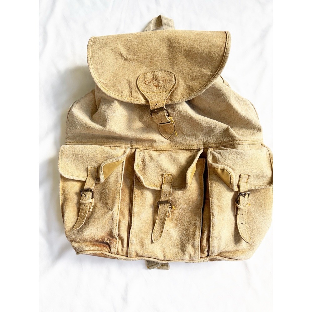 Vintage Camel Cigarettes Brown Leather Drawstring Multi Pocket Collectors Bag